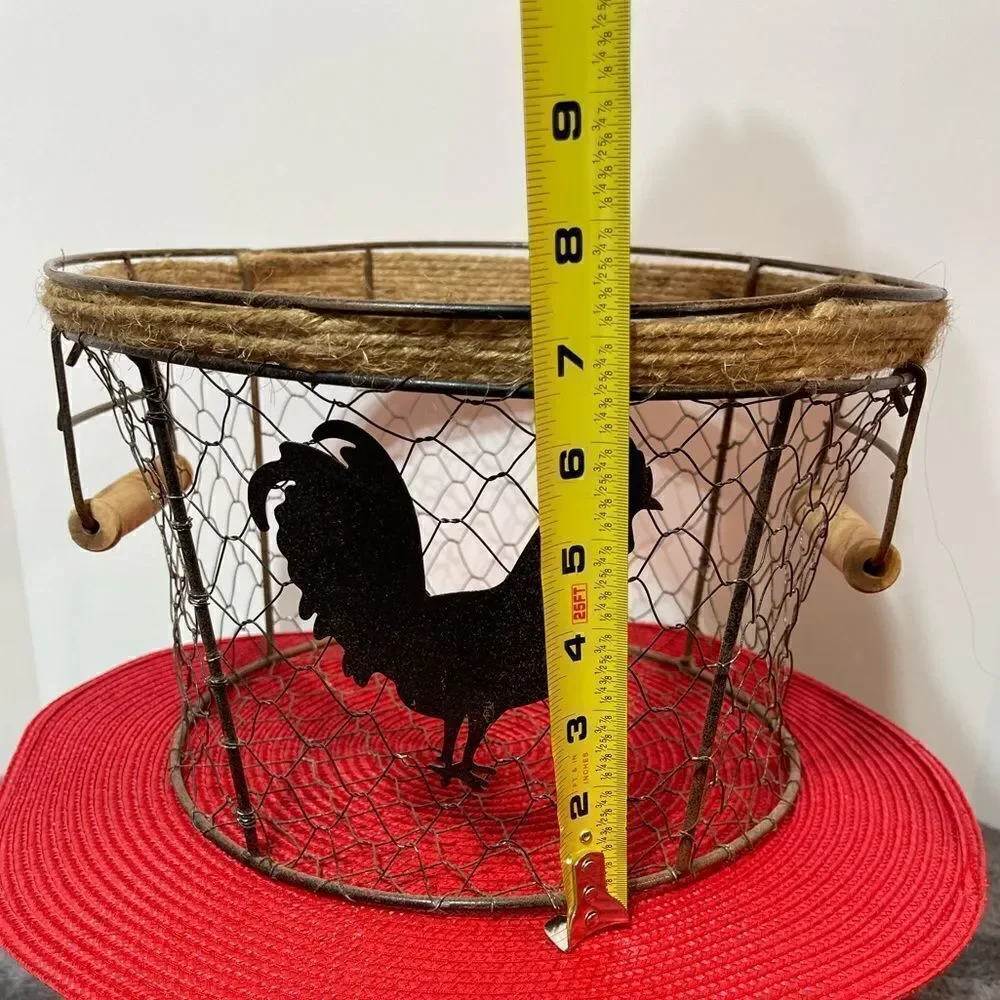 Rooster Wire Decorative Basket